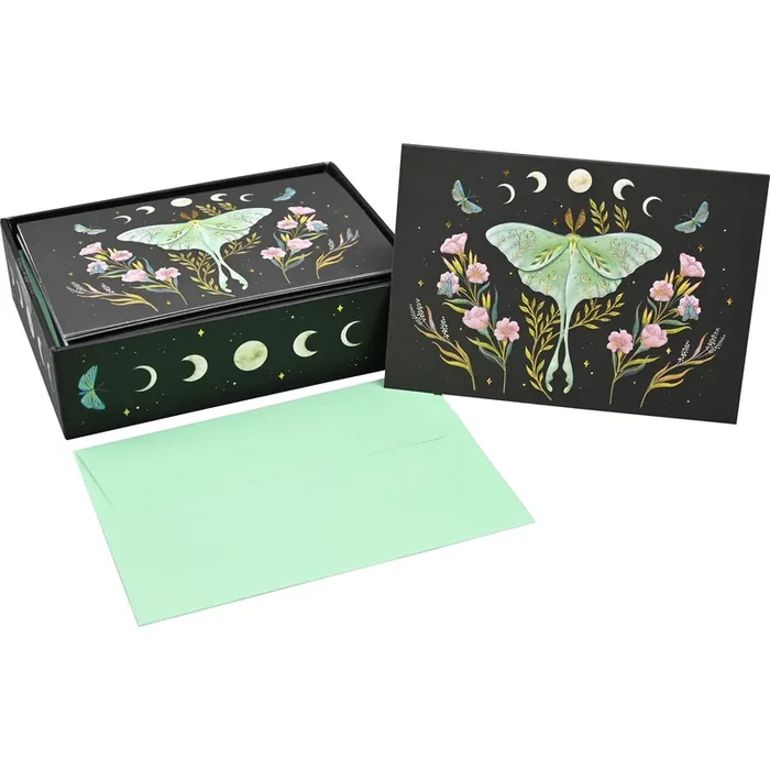 Luna Moth Note Cards Florals Stars Nocturnal Butterflies 14 Note Cards