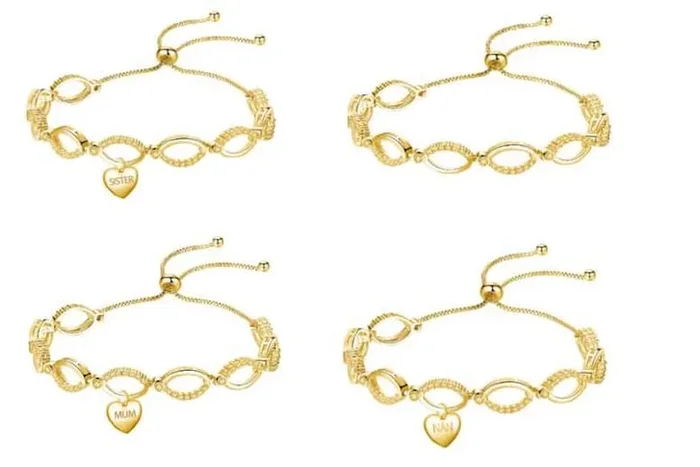 Luxe Gold Adjustable Bracelet with Shimmering Tags