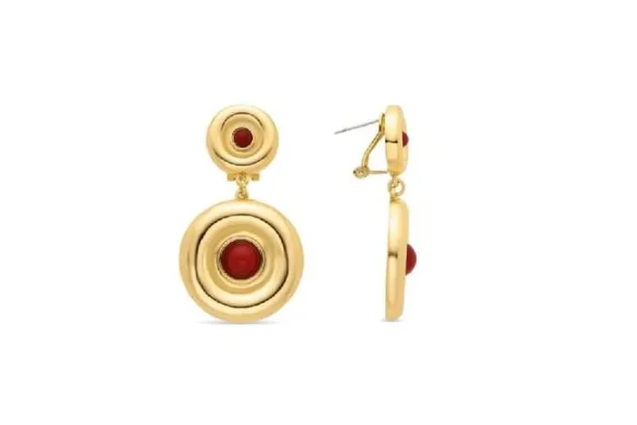 Luxenter Orche 18ct Gold-Plated Coral Statement Dangle Earrings for Women