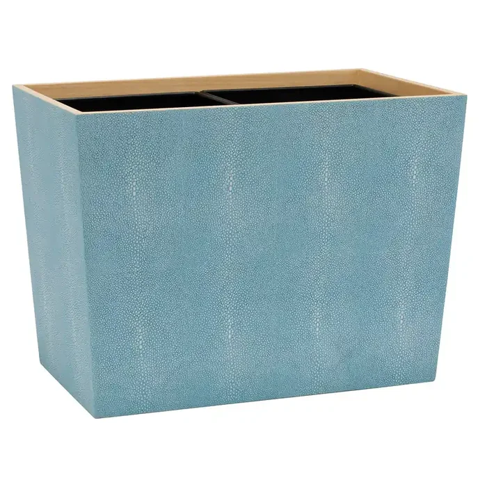 Manchester Faux Shagreen Double Wastebasket (Powder Blue)