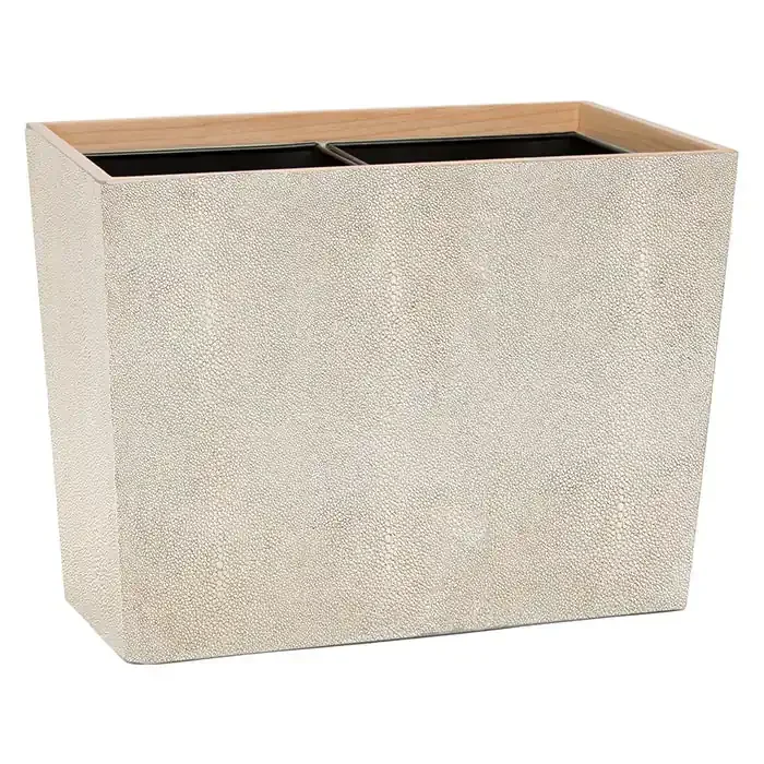 Manchester Faux Shagreen Double Wastebasket (Warm Silver)