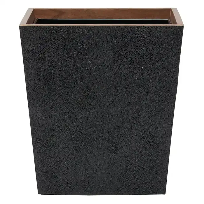 Manchester Faux Shagreen Rectangle Waste Basket (Black)