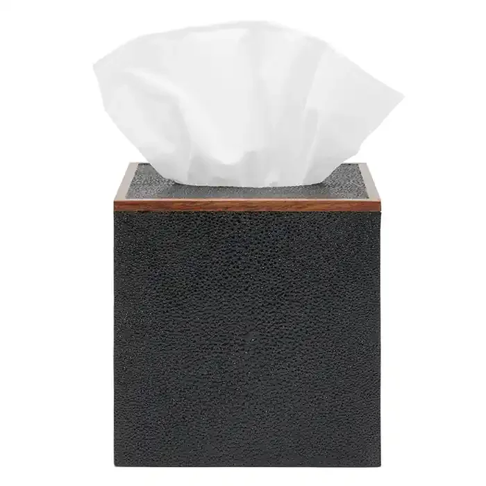 Manchester Faux Shagreen Tissue Box (Black)