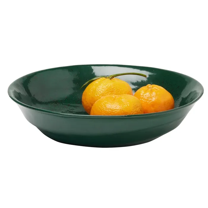 Marcus Dark Green Salt Glaze Tapered Large Serving Bowl Set/2