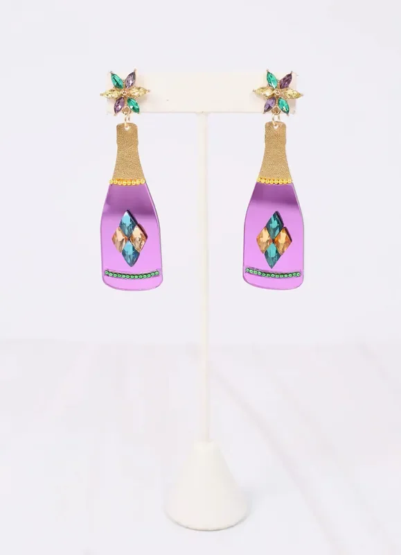 Mardi Pardi Bottle Earrings • Purple