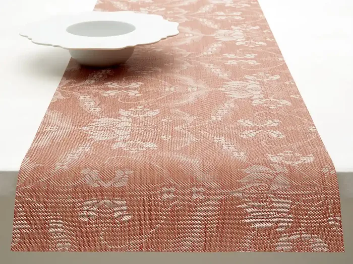 Martha Stewart x Chilewich Damask Table Runner (Burnt Coral)