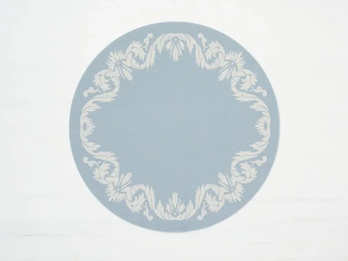 Martha Stewart x Chilewich Scroll 15″ Round Place Mats Set/4 (Sea)