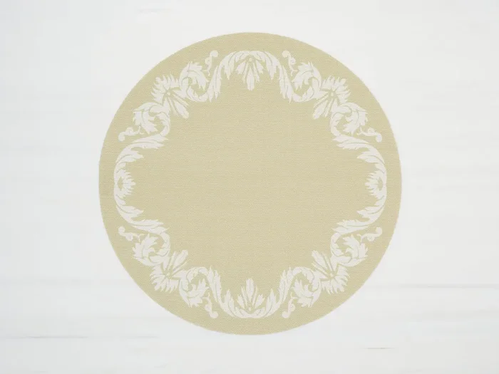 Martha Stewart x Chilewich Scroll 15″ Round Place Mats Set/4 (Wheat)