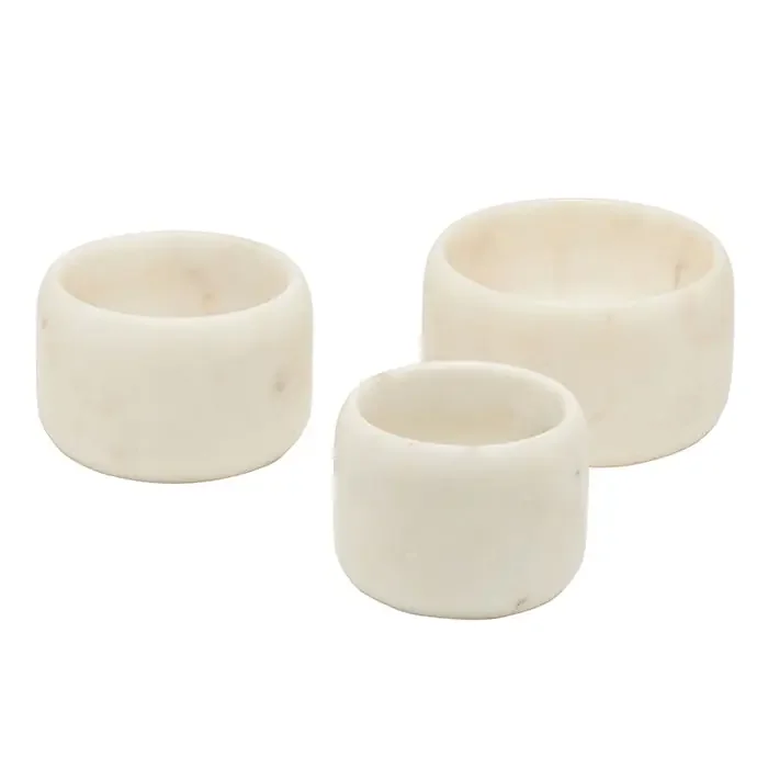 Mavis White Marble Small Serving Bowls Set/3