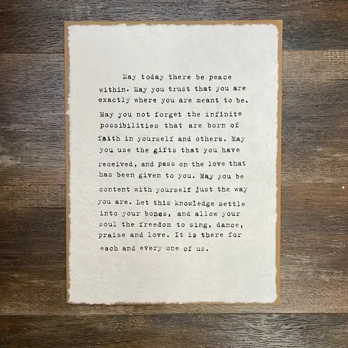 May Today There Be Peace Recycled Paper Print 12 x 16