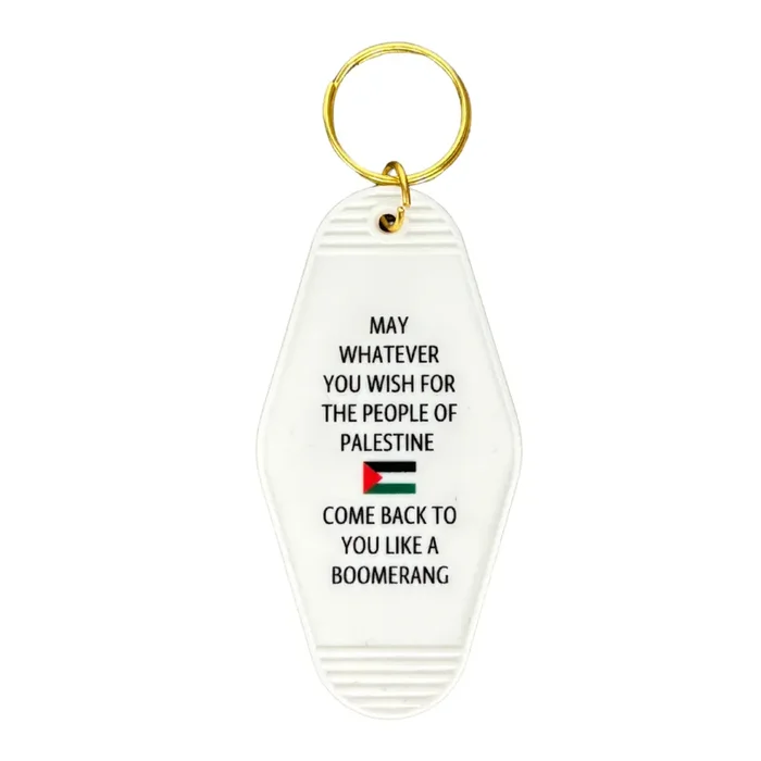 May Whatever You Wish Come Back To You Like A Boomerang Motel Style Keychain in White