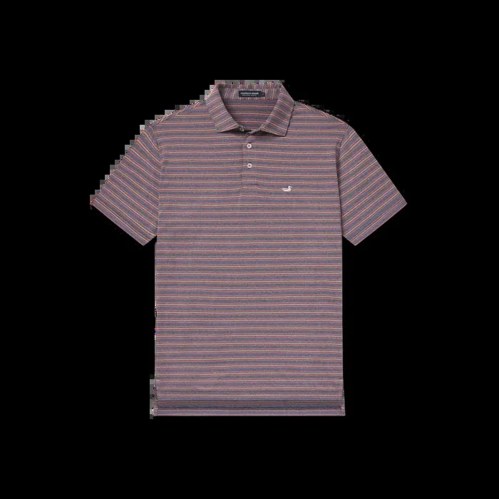 Maybourne Featherlight Stripe Polo • Navy + Red