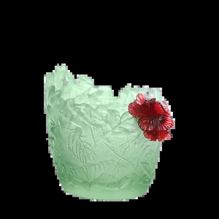 Medium Hibiscus Vase in Light Green & Red 225 ex