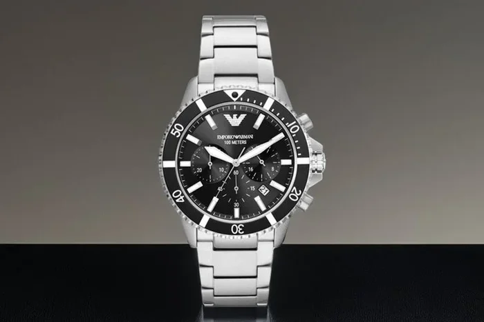 Men’s Steel Grey Emporio Armani Diver Chronograph Watch AR11360 – Dive Into Style