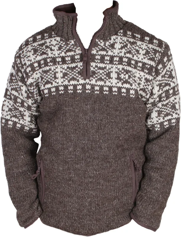 Mens New England Half Zip Jumper – Bark