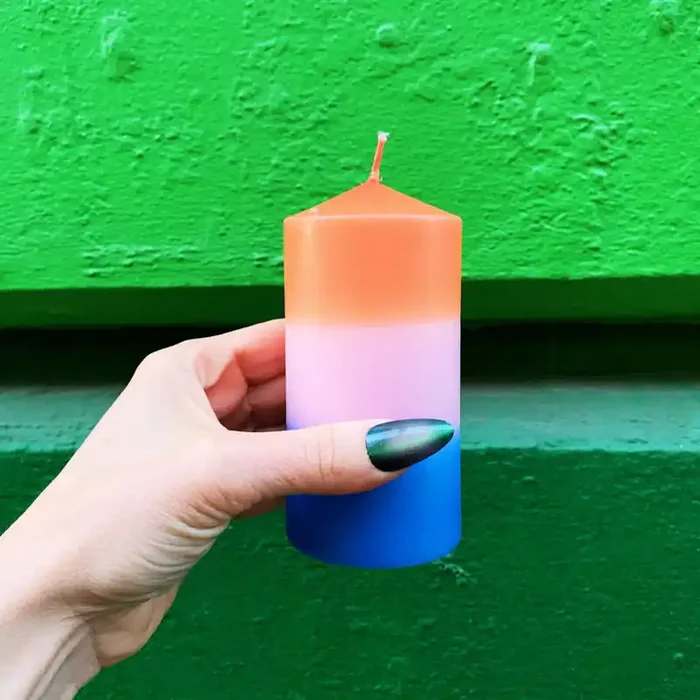 Mini Red-Pink-Blue Pillar Candle Aesthetic Unscented Table Decor Cylindrical Candle 4.75″