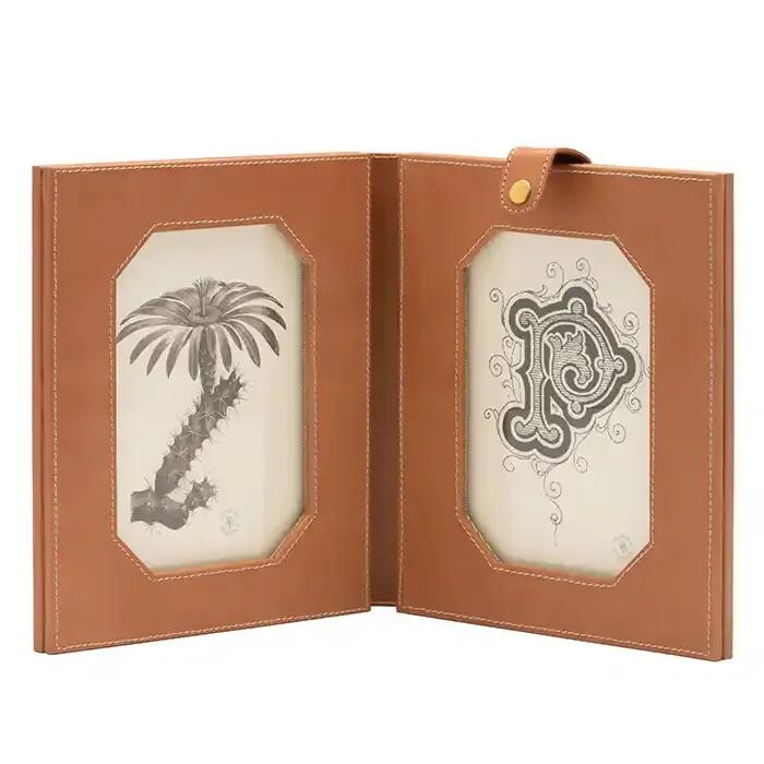 Muir Full-Grain Leather Double Frame 5×7 (Aged Camel)