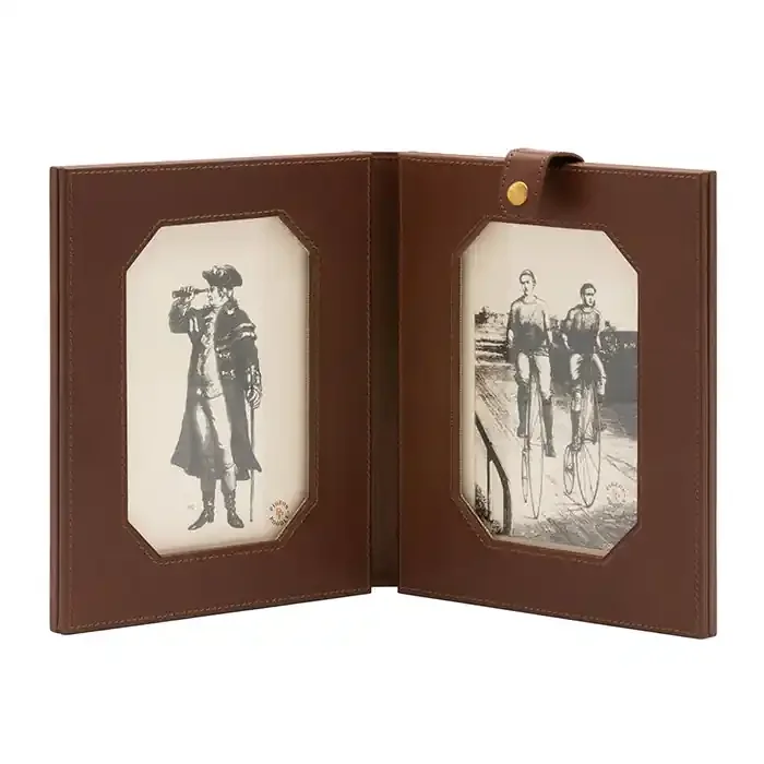 Muir Full-Grain Leather Double Frame 5×7 (Tobacco)