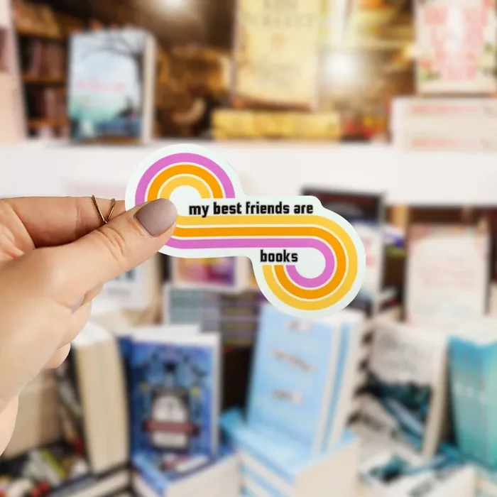 My Best Friends Are Books Retro Vinyl Sticker Bibliophile