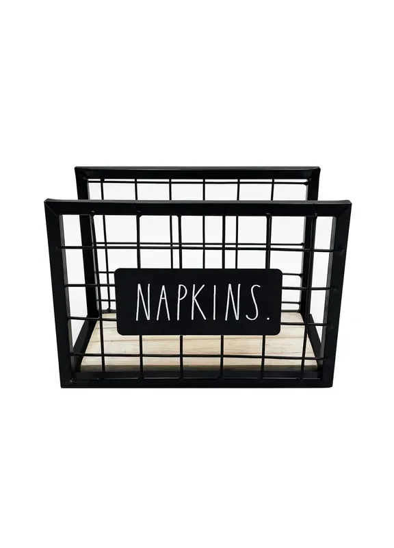 “Napkins” Wired Metal Black Rae Dunn Napkin Holder