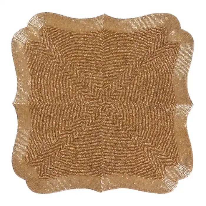 Noelle Gold Glass Beads Square Placemats Set of Two