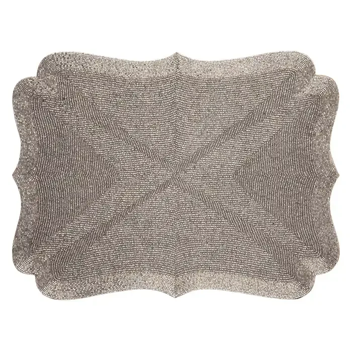 Noelle Silver Glass Beads Rectangle Placemats Set of Two
