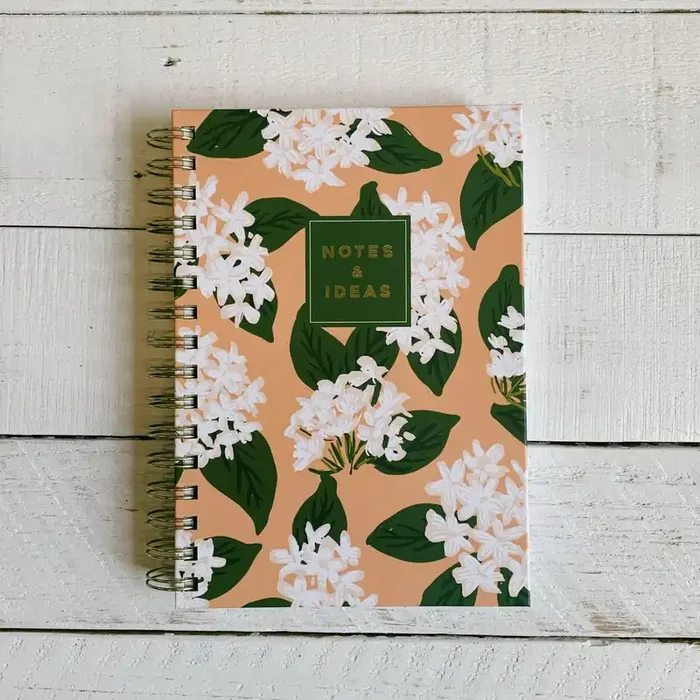 Notes & Ideas Jasmine Flowers Spiral Hard Cover Journal 160 Ruled Pages Spiral-bound Notebook 6.25″x 8.25″