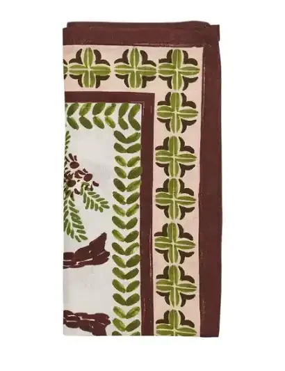 Oasis Napkin in Ivory, Green & Brown – Kim Seybert