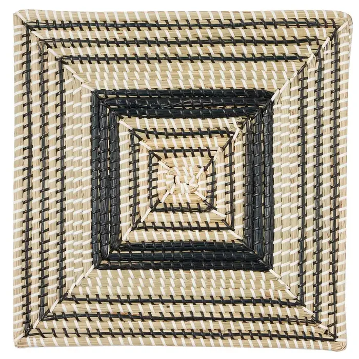 Odelia Black/Natural Seagrass Placemats Set Of 4 (Square)