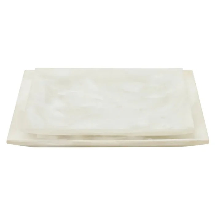 Olena White Swirled Square Serving Tray Set of 2