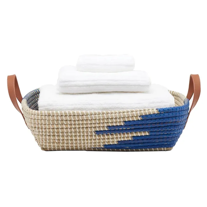 Olinda Dark Blue/Natural Seagrass Storage Basket Set/2