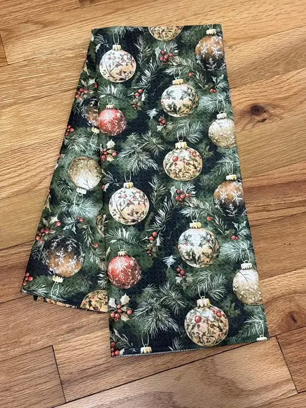 Ornaments Tradition on Pine Needles Eco-Dishtowel