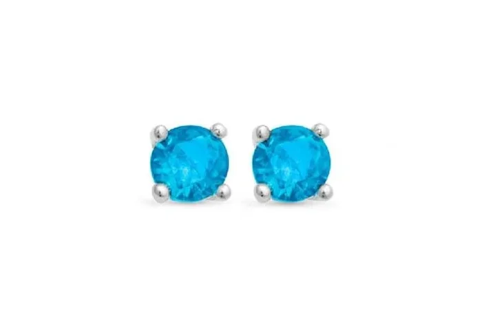 Otieno 18ct Gold-Plated 925 Sterling Silver Stud Earrings with Red Hydrothermal Blue Topaz