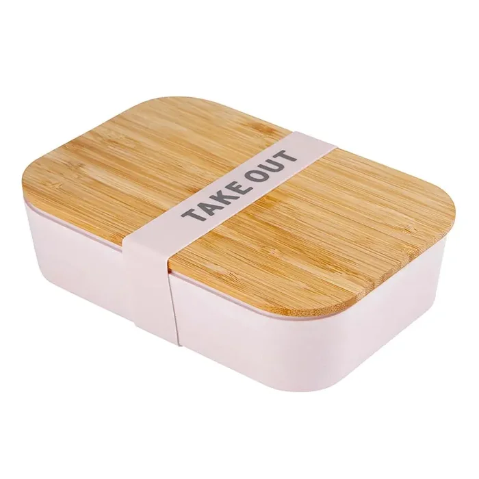 Pack of 3 Take Out Bamboo Lunch Box in Blush Pink Eco-Friendly and Sustainable 7.5″ x 5″ x 2″