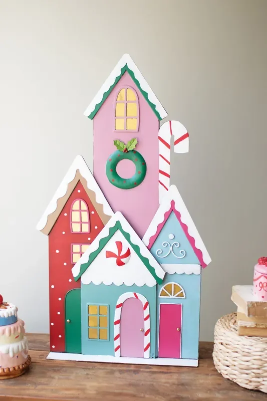 Painted Metal Christmas Village