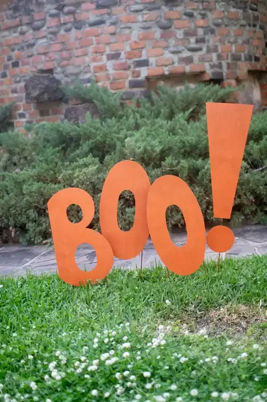 Painted Metal Halloween “Boo!” Yard Stakes