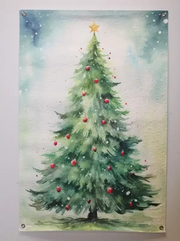 Paper Art Christmas Tree Watercolor