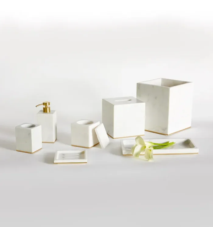 Pietra Marble Bathroom Accessories (White/Gold)