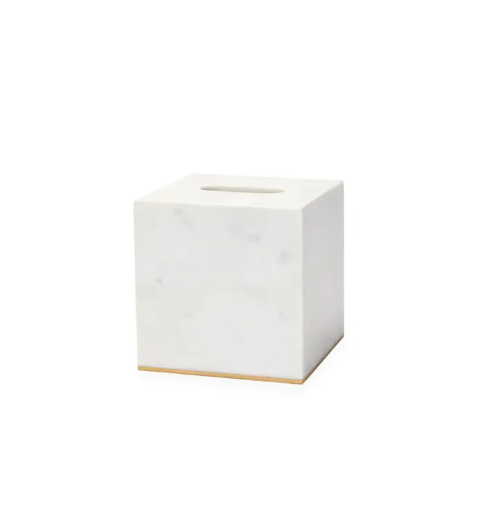 Pietra Marble Tissue Cover (White/Gold)