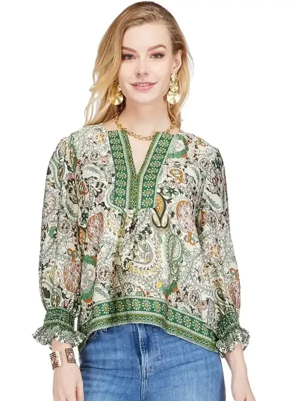 Pinwheel Border Placket Top