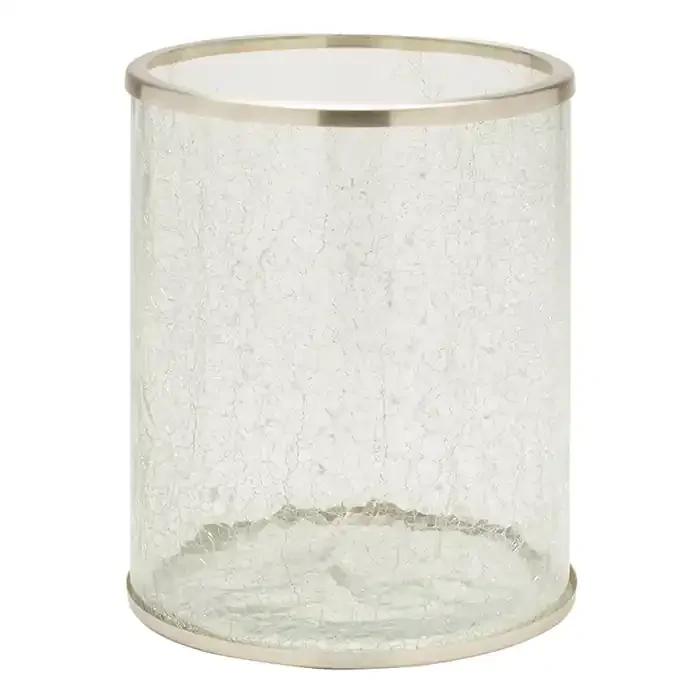Pomaria Glass/Stainless Steel Round Waste Basket (Brushed Silver)