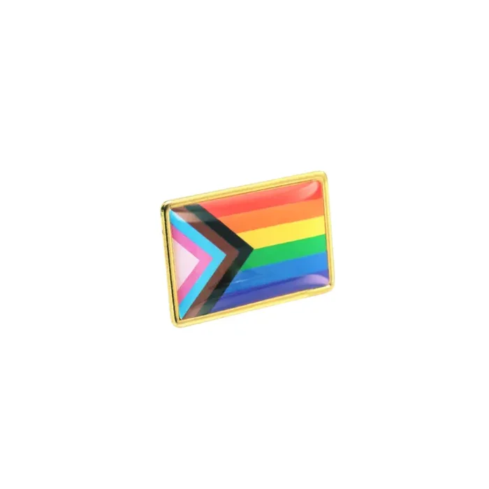 Progress Pride Flag Pin LGBTQ Rainbow Flag Gold and Enamel Pin Brooch