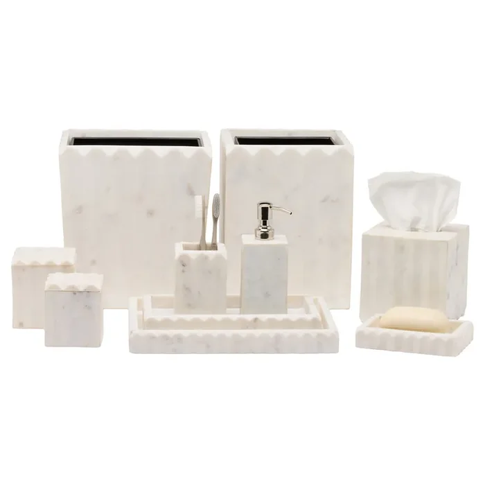 Proviso White Fluted Marble Bathroom Accessories