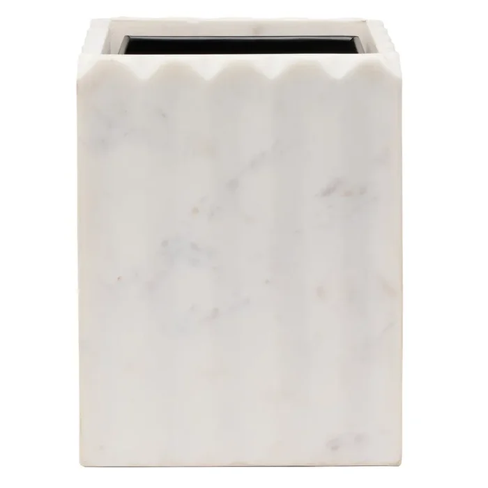 Proviso White Fluted Marble Square Wastebasket