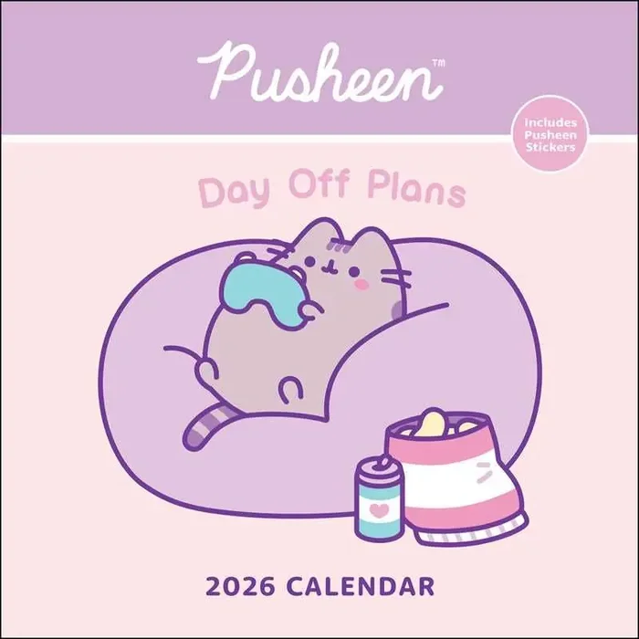 Pusheen the Cat 2026 Wall Calendar by Claire Belton Funny Cartoon Cat Plus Stickers Calendar Poster 12″ x 12″