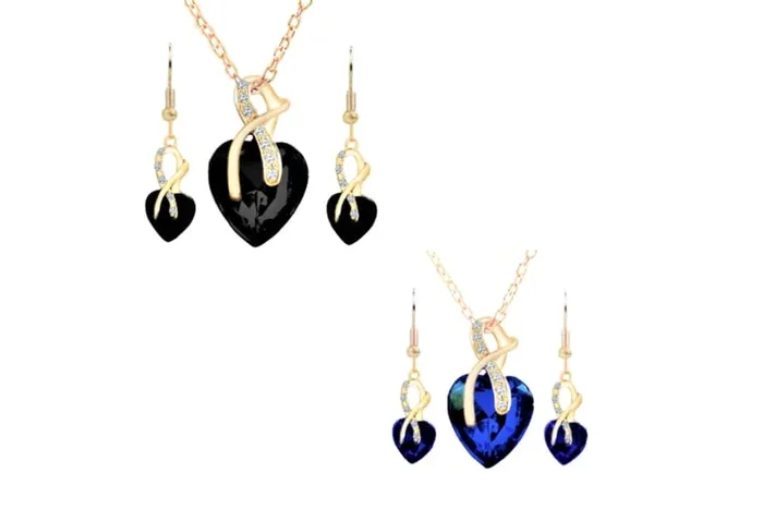 Radiant Crystal Heart Jewelry Set