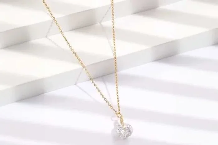 Radiant Gold Solitaire Crystal Necklace