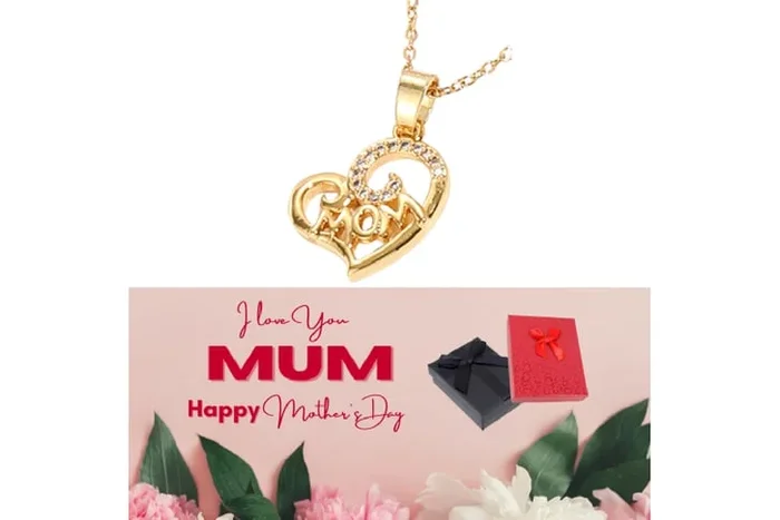 Radiant Mum Heart Crystal Gold Necklace – A Heartfelt Gift