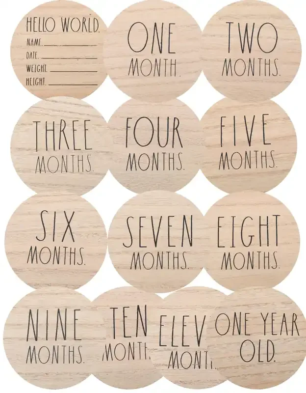 Rae Dunn 12 Baby‘s Month Wooden Milestone Plaques