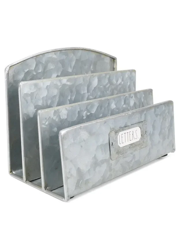 Rae Dunn 4 Sections Vintage Galvanized Desk Letter Holder